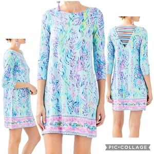 Lilly Pulitzer Ophelia Dress in Blue Oasis Tint – Swim Shady Print – Size S